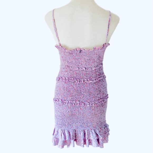 MINX & MOSS mauve purple floral bodycon Dress Ruffles - Picture 4 of 8